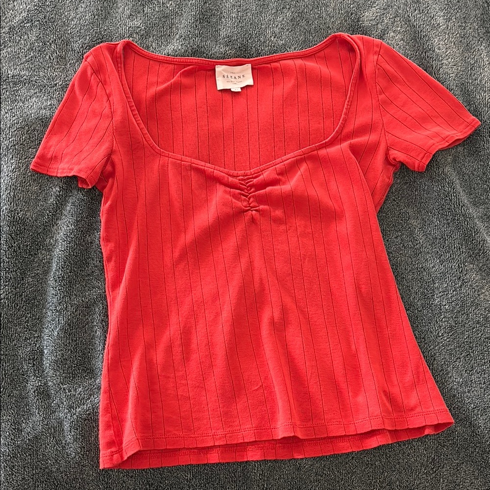Red Ribbed Top by Sézane